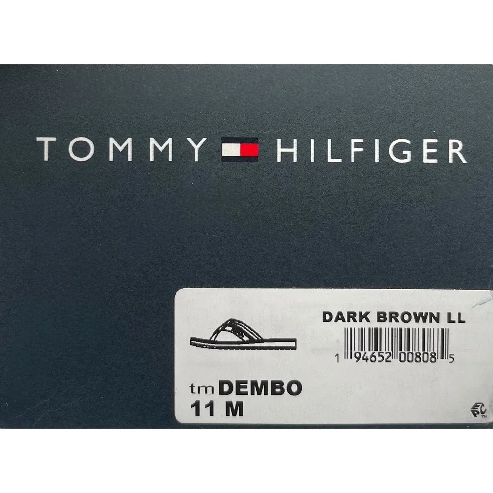 Tommy Hilfiger Mens Dembo Thong Sandal Size 11 Brown Faux‎ Leather Flexible
